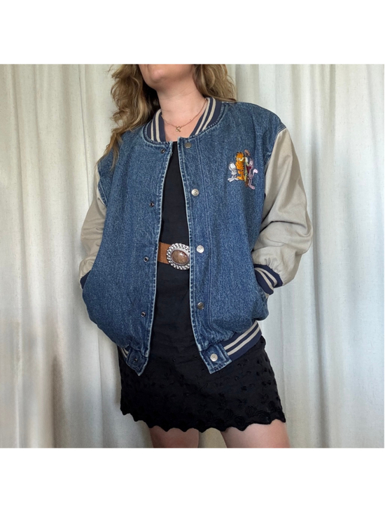 Hartwell Jackets & Blazers - Vintage Hartwell ViaSport Garfield Varsity Bomber Denim Jacket • Size: L